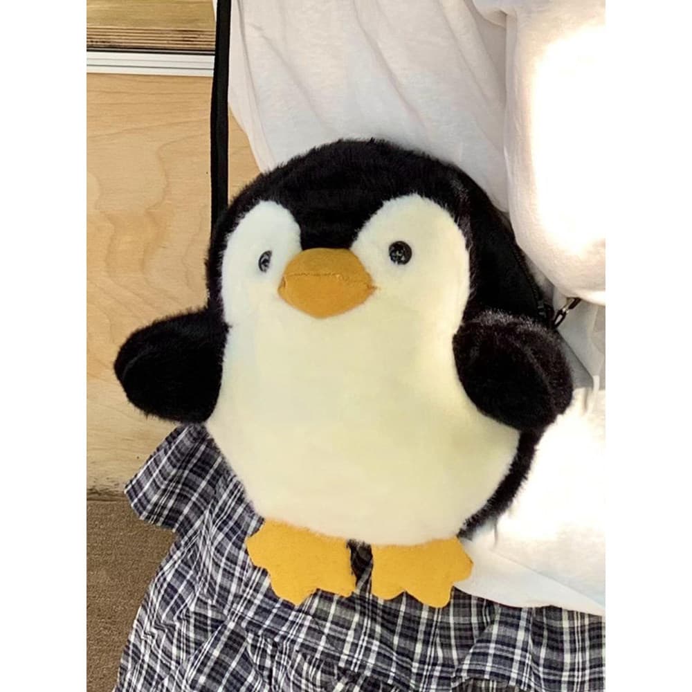Novo pelúcia pequeno pinguim saco do mensageiro menina macio bolsa de ombro crianças bonito boneca pequena mochila prese