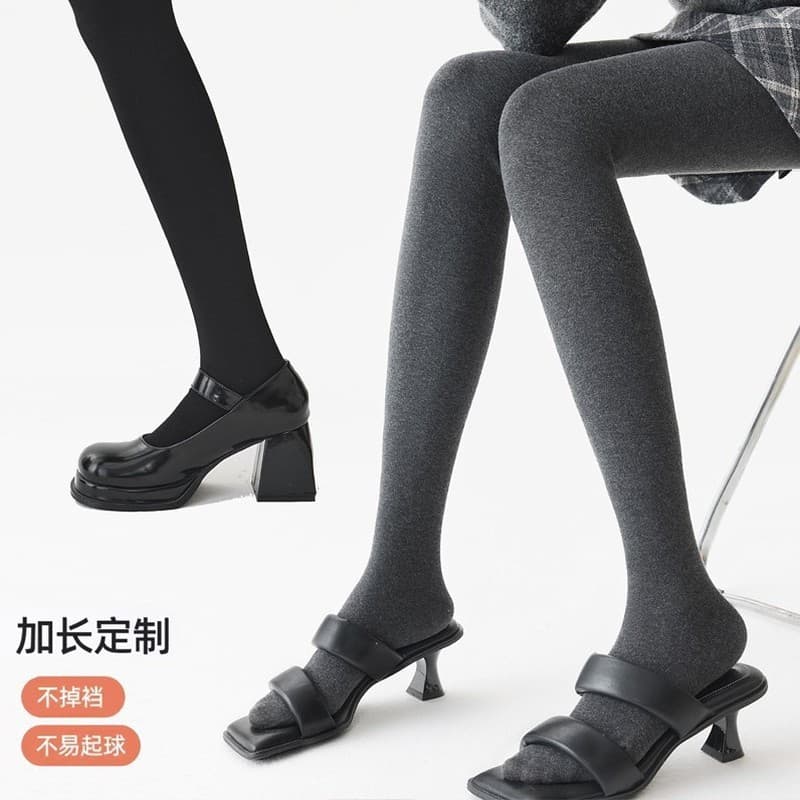 Leggings altas femininas outono inverno exterior usar cinza escuro mais veludo Extra longo pressão perna meias primavera