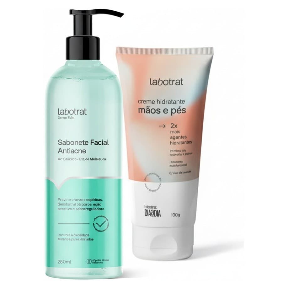 Kit Sabonete Facial Anti Acné + Hidratante Mãos Pés Secos