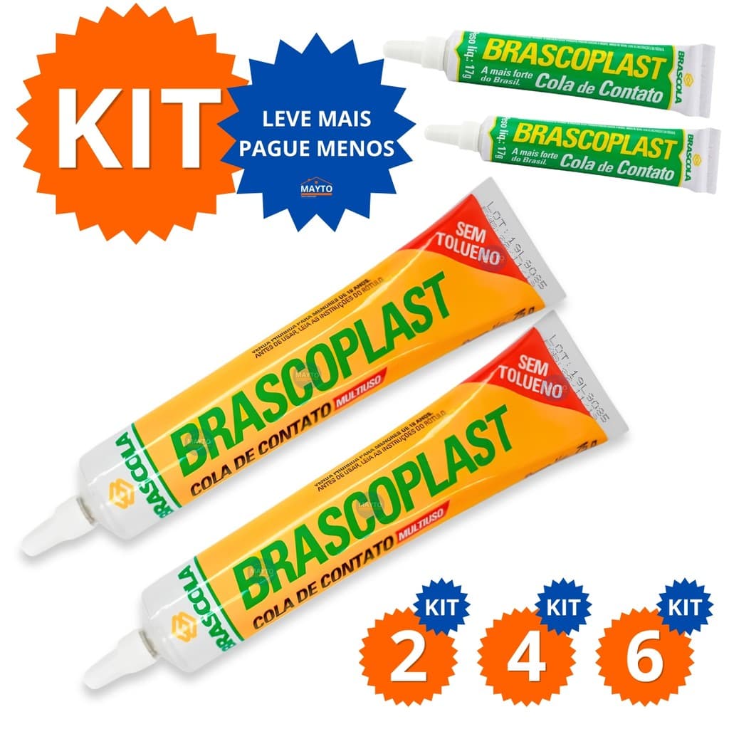 Cola Sapateiro Brascoplast 17g 75g Kit 2 4 6 Unidades Contato Couro Madeira MDF Borracha