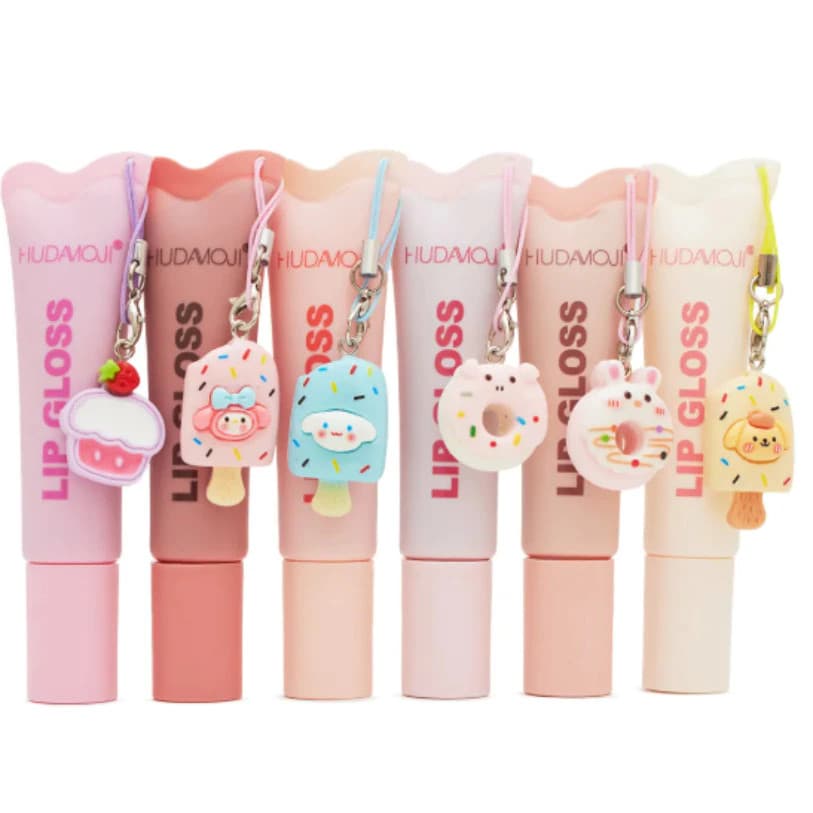 Kit com 3/6 Lip Gloss Labial com chaveirinho Hudaemoji