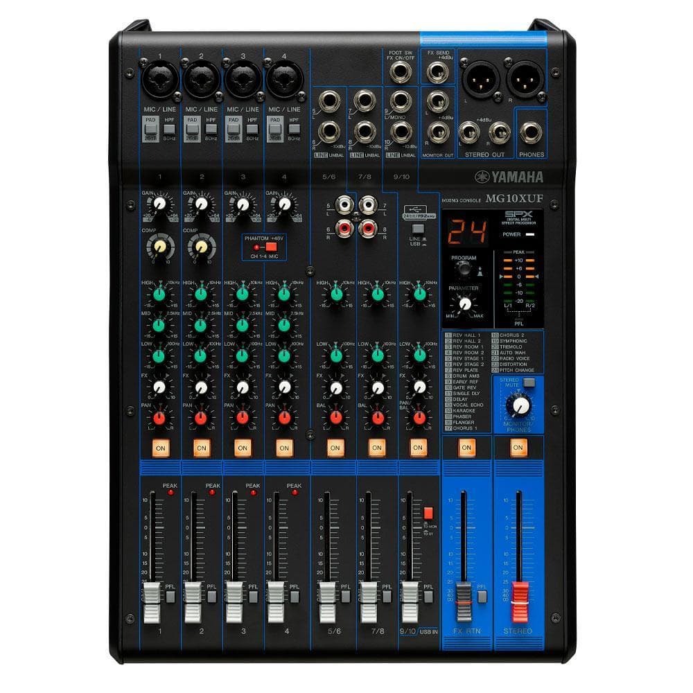 Mesa de Som Analógica Yamaha MG10XUF 10 Canais com USB, Efeitos e Faders - 110V