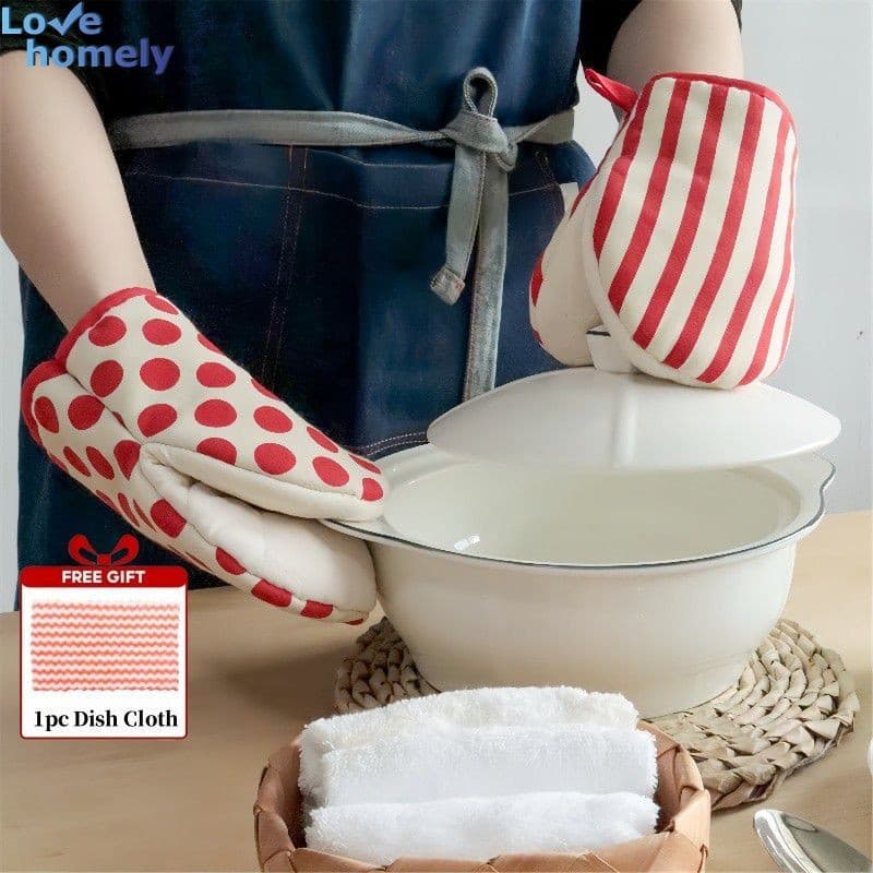 Luvas De Forno Resistentes Ao Calor , Anti-Escaldadura , Cozinha , Micro-Ondas , Cozimento , Grelhar , Listras , Bolinha