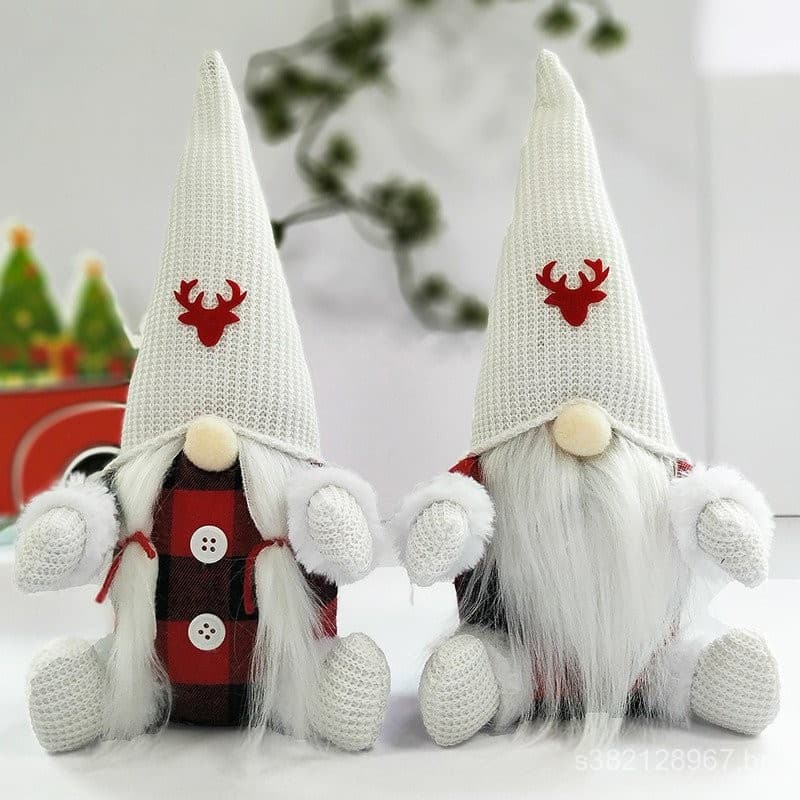 Decorações de Natal, figuras, exibições de janelas, bonecas idosas sem rosto, vermelhos e negros