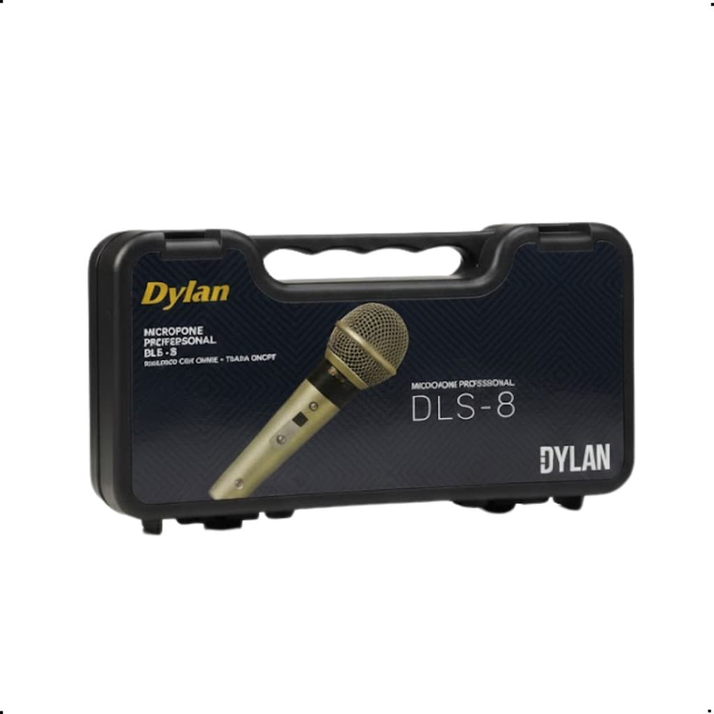 Microfone Dylan DLS-8 Dourado Dinâmico Unidirecional C/ Cabo