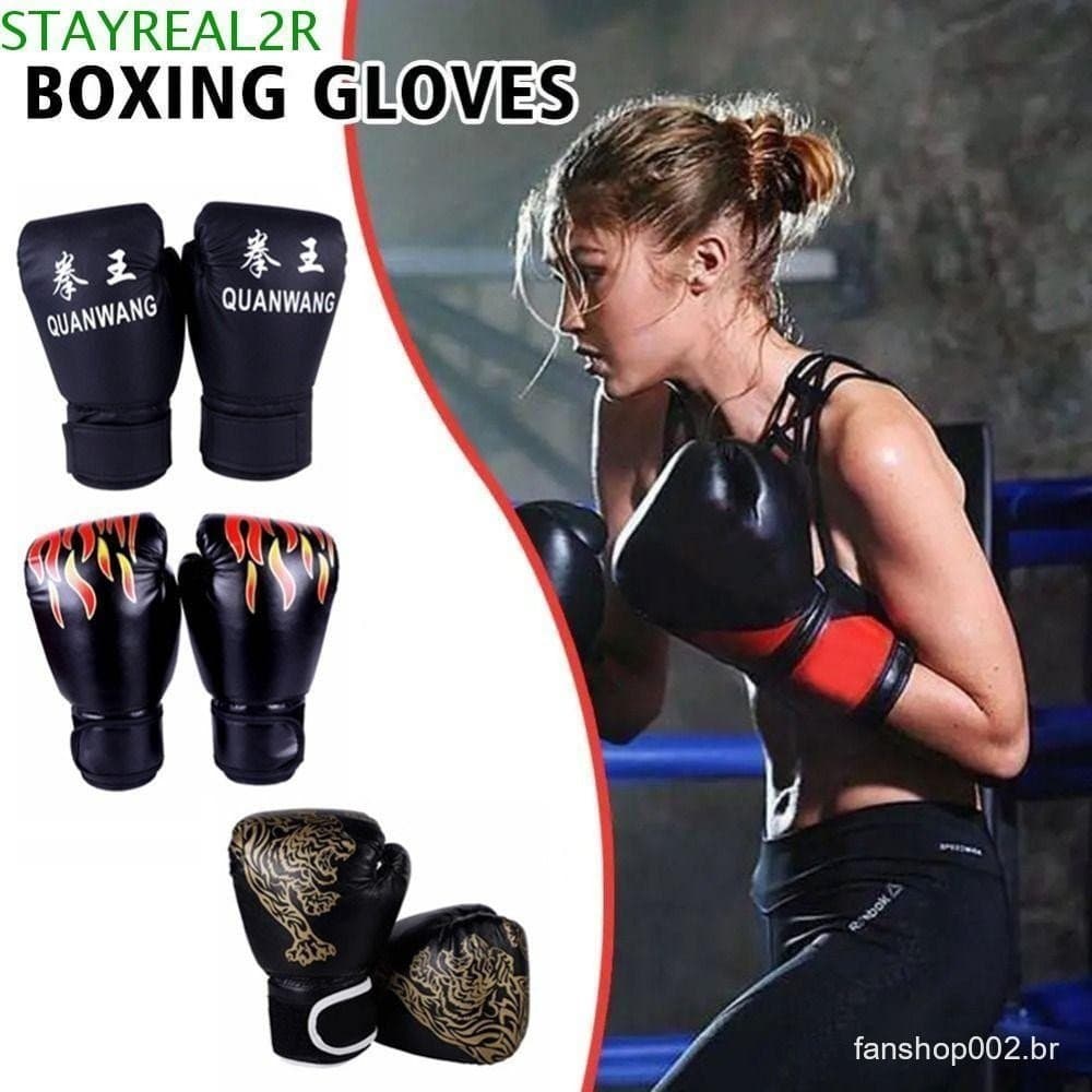 Luvas de Boxe Infantis STAYREAL2R, Luvas de Boxe Respiráveis em Couro PU para Adultos, Proteção Profissional Durável par