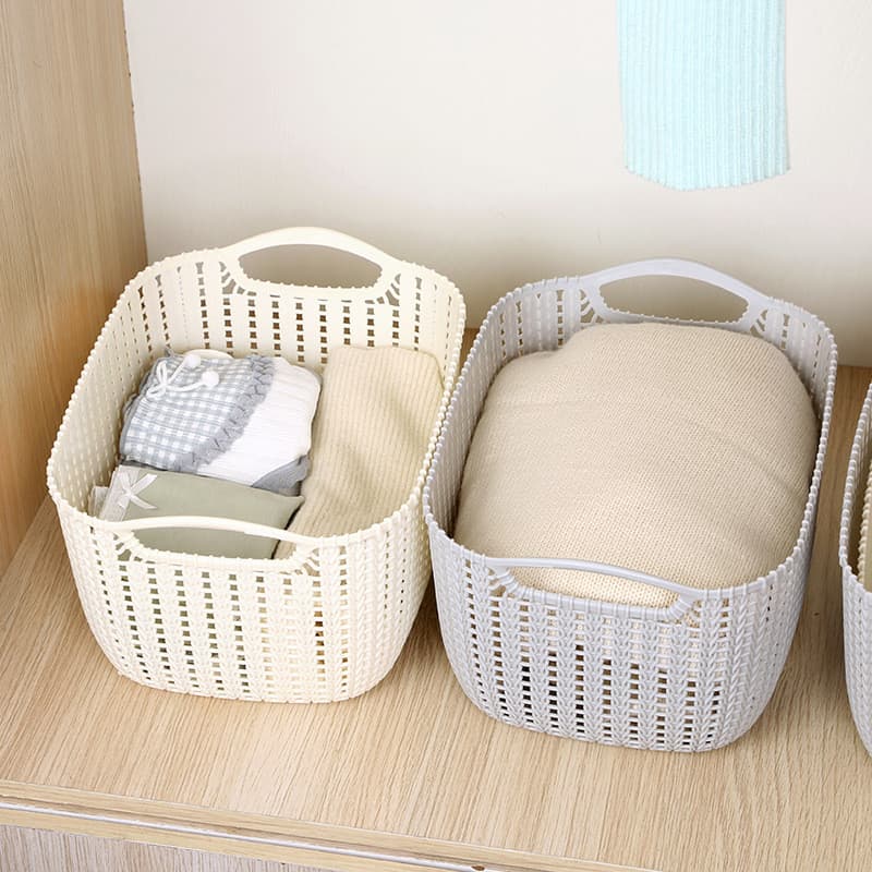 Imitação de Rattan cesta de armazenamento Desktop diversos lanche cesta de armazenamento de cozinha do agregado familiar