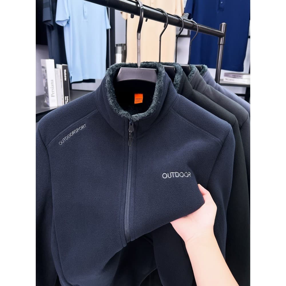 Jaqueta de lã Polar masculina de meia-idade idosos outono inverno moletom Cardigan pai roupas de inverno forro de lã gro