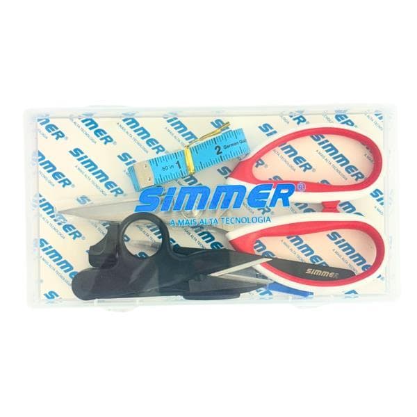 Kit Estojo de Costura Simmer Completo Com Tesoura, Pinça, Fita Métrica, Tesoura de Pic