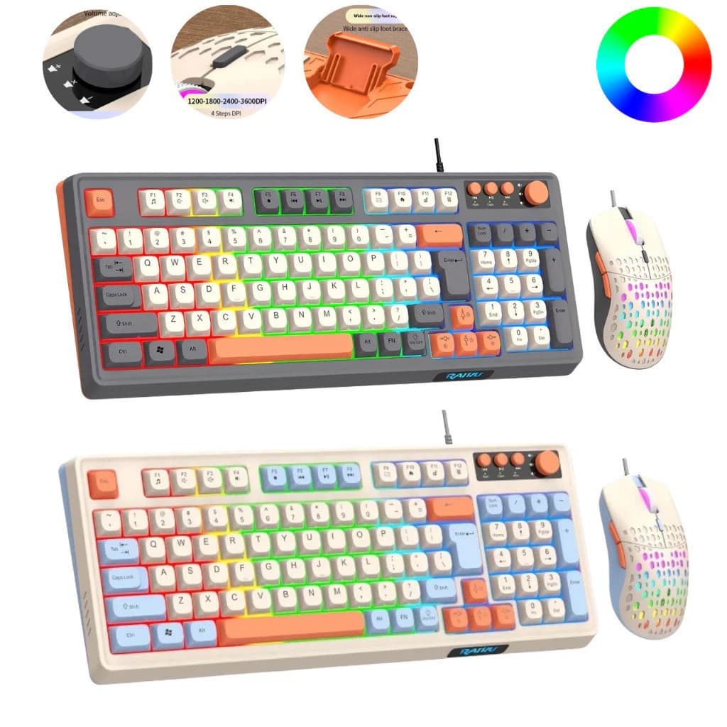 Teclado + Mouse RGB Com Fio USB Alta Performance Design Gamer Escritório Ergonômico MK607