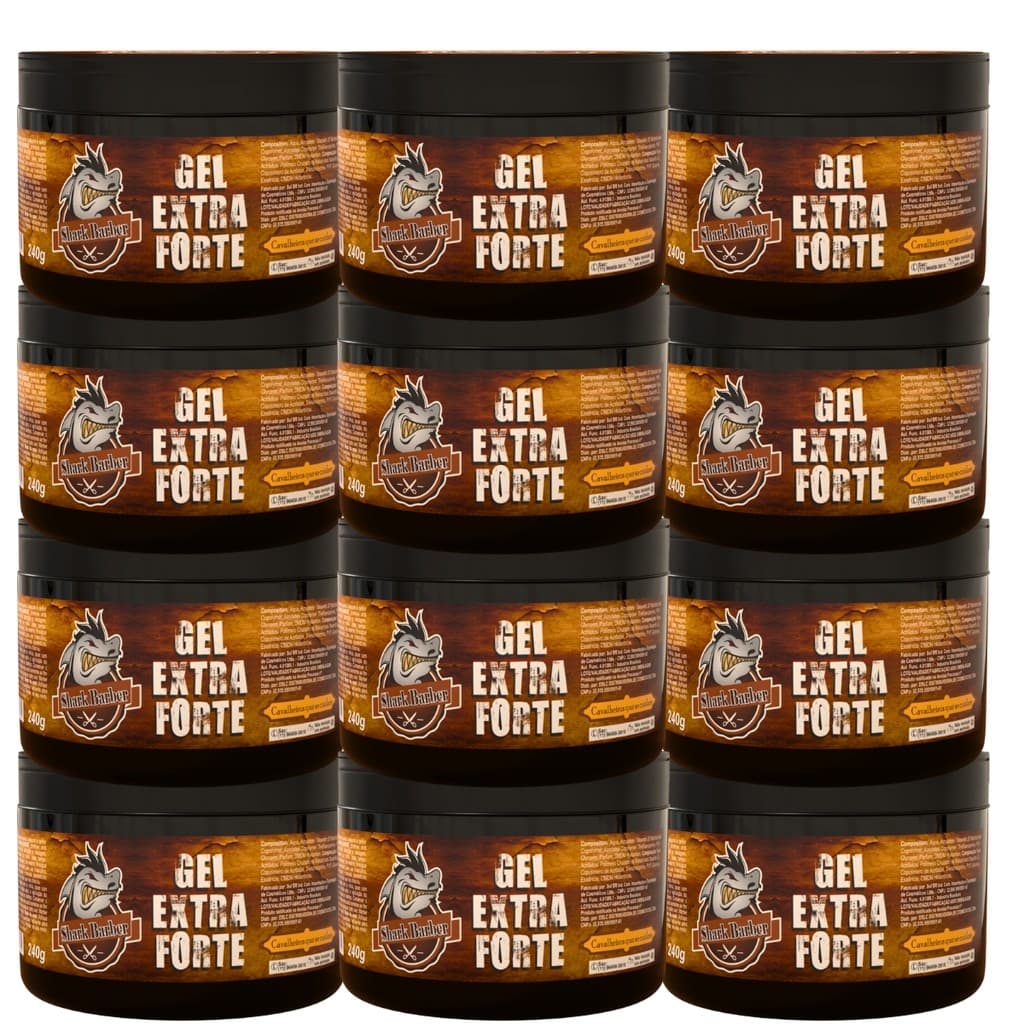 KIT C/12 UN GEL EXTRA FORTE SHARK BARBER 240G