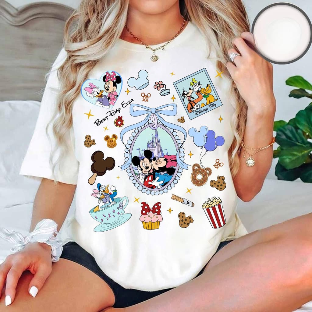 Camiseta Premium Algodão Puro Camisa geek divertida estampada com o Castelo do Disneyland, unissex feminina 24