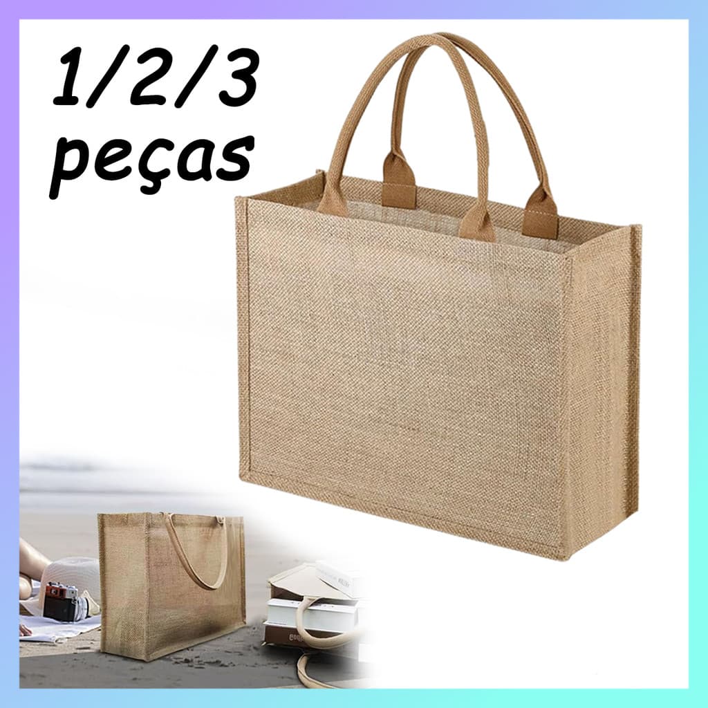 Sacola de linho de 1/2/3 peças,30x30x19cm,sacola de compras ecológica reutilizável, à prova d ' água e antiincrustante