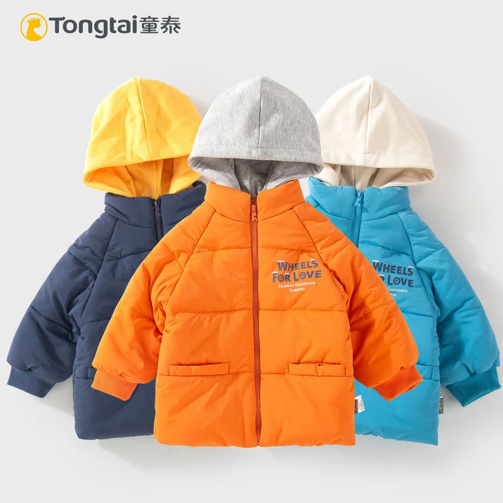 Tongtai bebê acolchoado jaqueta outono inverno acolchoado engrossado falso de duas peças quente acolchoado jaqueta com c