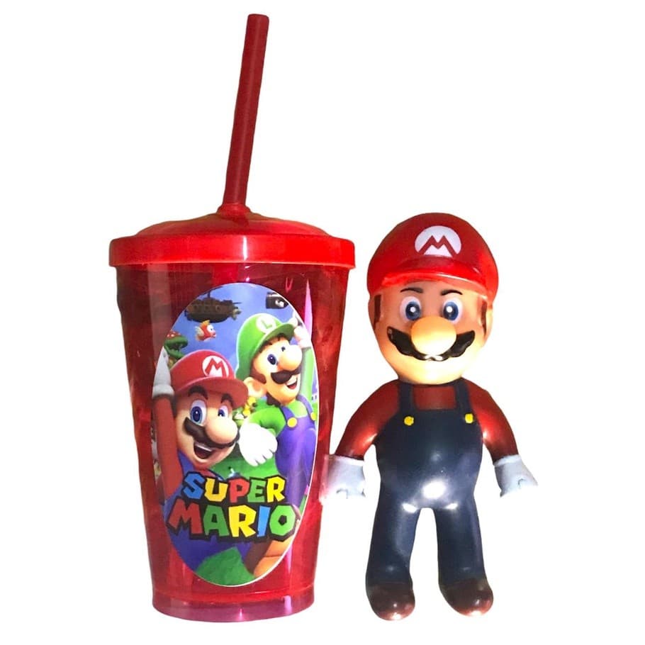 Kit Boneco Mario + Copo Twister 480ml – Diversão e Estilo no Seu Dia