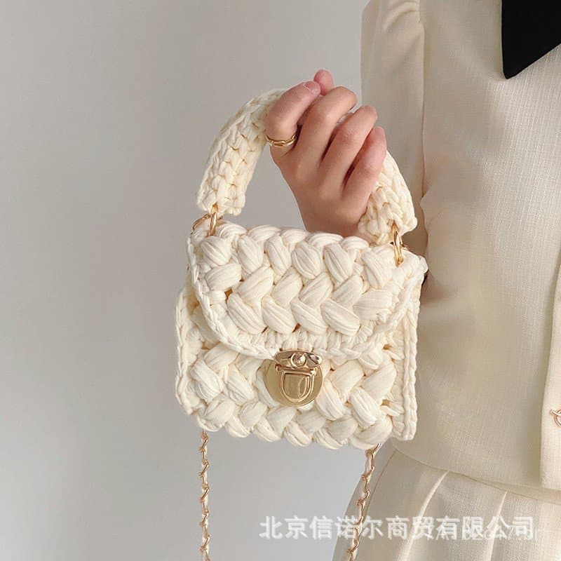 Kit DIY para bolsa tecida à mão, no mesmo estilo da Hyuna, kit de materiais em tiras de tecido, bolsa transversal de cro