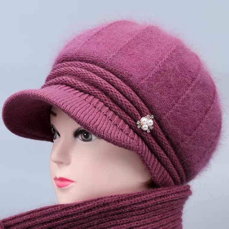 W inverno chapéu para idosos feminino avó coelho chapéu de lã meia-idade idosos mãe velo quente chapéu velha senhora cha