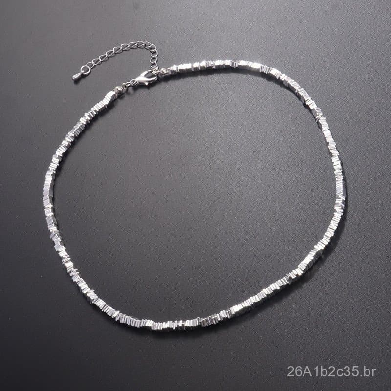 Colar de corrente de prata lisa empilhada estilo francês 2023, versátil e elegante, corrente de prata lisa estilo antigo