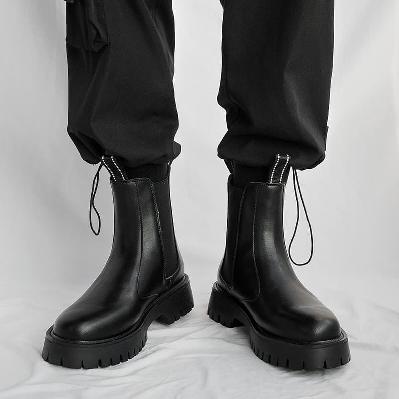 Chelsea botas masculinas de couro genuíno de alta qualidade aumentando All-Match Martin botas masculinas estilo britânic