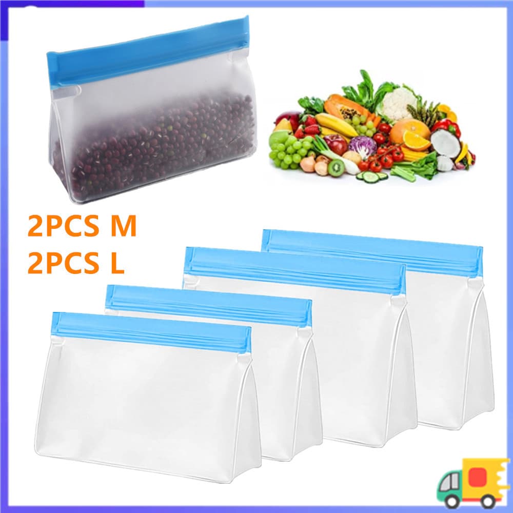 Saco Vertical para Freezer de alimentos para geladeira, pacote de 4 peças, sem BPA, reutilizável, tamanho médio + grande