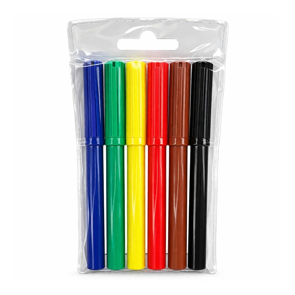 Kit Canetinhas Infantil 6 Cores Lavável Escola