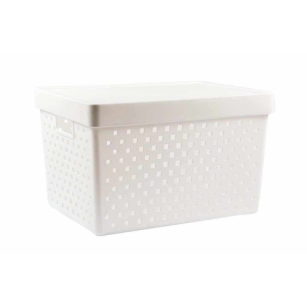 Cesto Organizador com Tampa Quadratta 39x29x24 - Tam. GG - 844 Branco