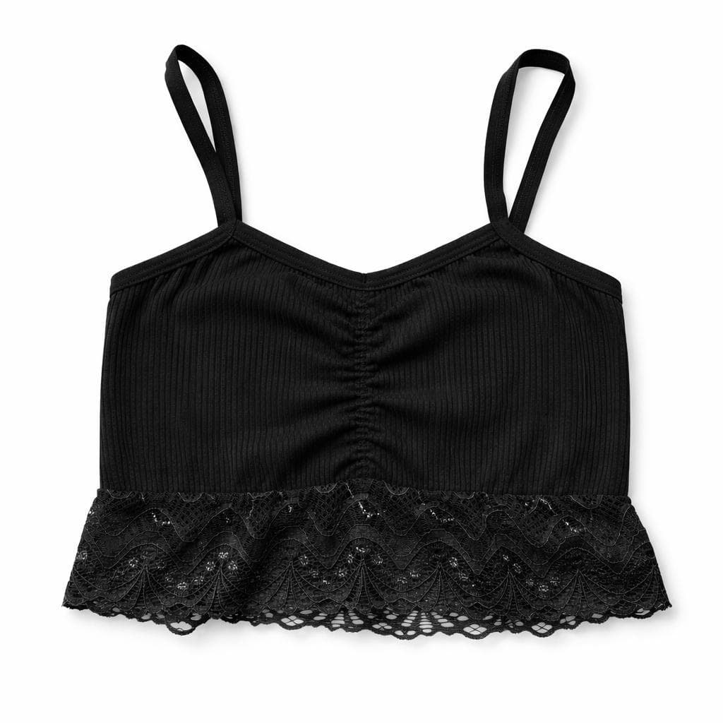 Cropped Feminino com Renda Kit com 3 Canelado Sem Bojo – Não Marca, Forro Duplo, Confortável e Muito Estiloso