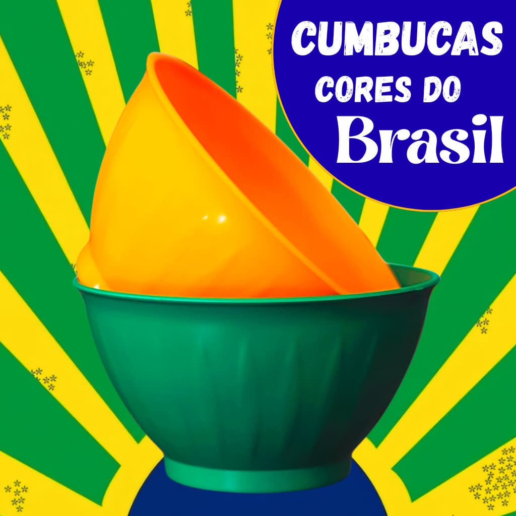 Jogo de 10 A 50 Cumbucas Potes Cores da Bandeira do Brasil Copa 2026 Versátil ideal para Sobremesas e Petiscos