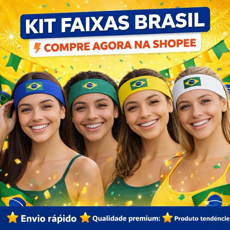 Faixa de Cabelo Bandeira do Brasil Azul Verde Amarelo Branco