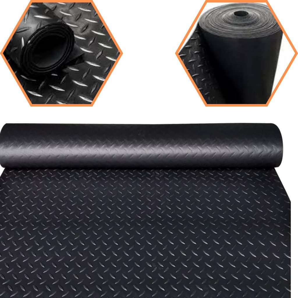 15m Piso Diamante emborrachado preto 3mm X 1mt Larg Durabilidade e Resistência