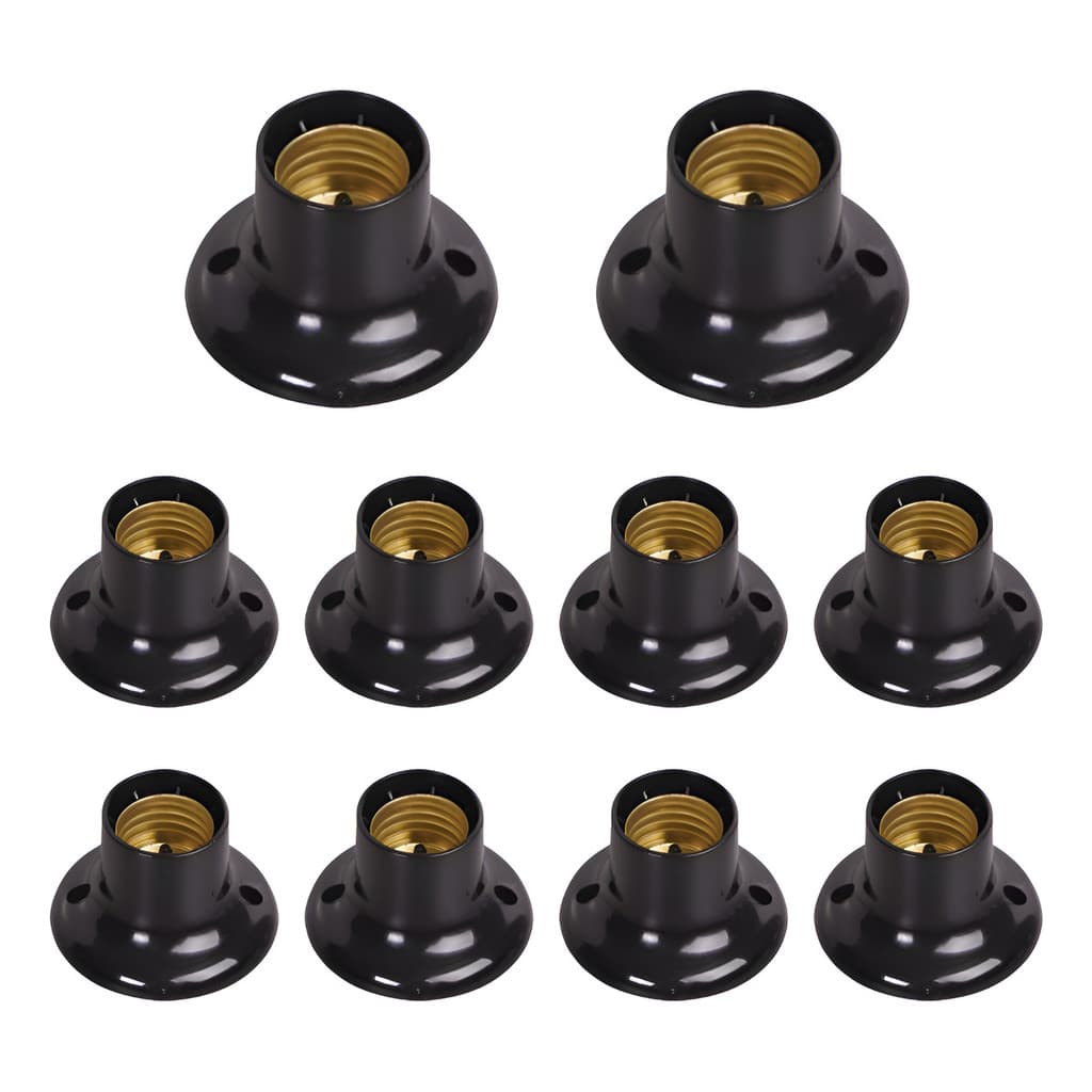Kit 10 Bocal Lâmpada Soquete E27 Fixo Suporta 150w Preto