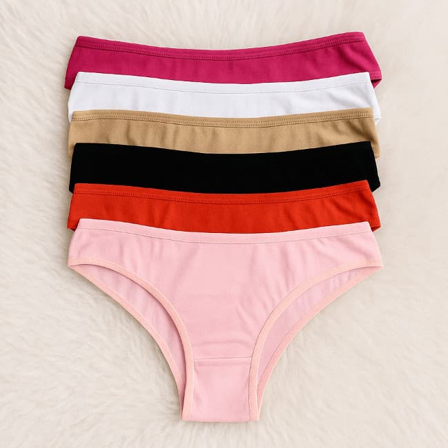 Kit Calcinha de 100% Algodão Lisa Conforto e Suavidade Linha Confort Premium