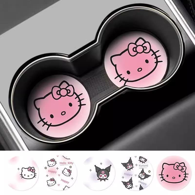Hellokitty porta-copos para carro, produtos criativos, porta-copos de água, decorações interiores de carro, tapete de ar