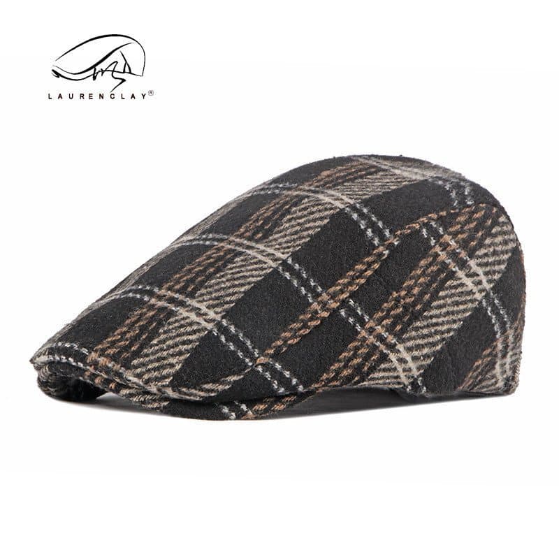 Boné estilo coreano xadrez para outono e inverno para homens, boina de lã vintage britânica para mulheres, chapéu de art