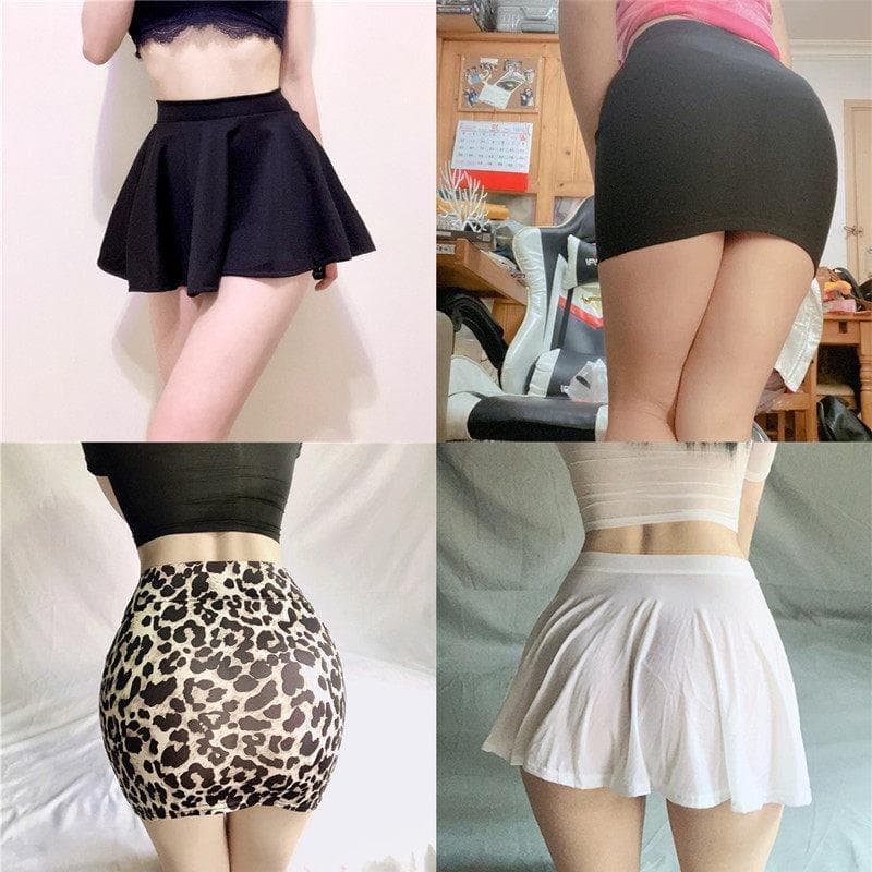 Mini saia feminina ultrafina com estampa de leopardo, mini saia envoltória de quadril, seda gelada, transparente, linha