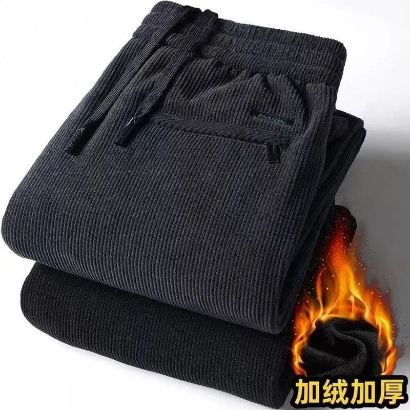 Outono inverno calças de veludo pesado lã masculina Extra grosso solto em linha reta esportes Casual Sweatpants listrado