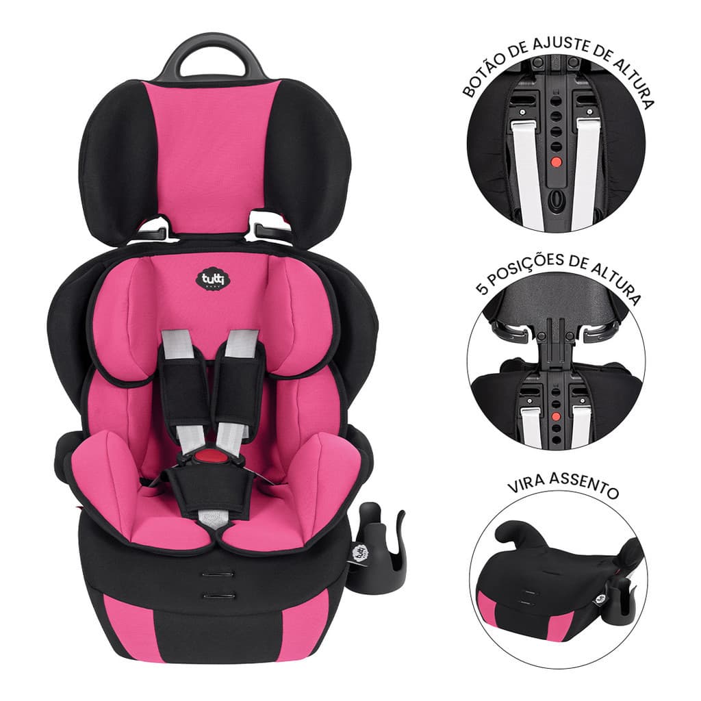 Cadeira Cadeirinha Infantil para Carro Tutti Baby Versati 9 a 36kg Cor Rosa