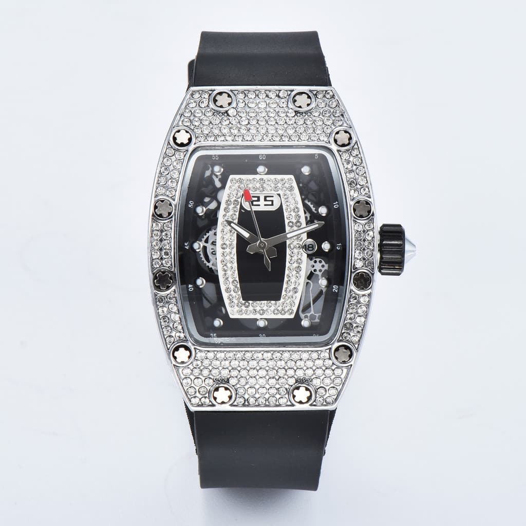 Relógio feminino da moda ins na moda cheio de diamante temperamento tipo barril relógio de pulso