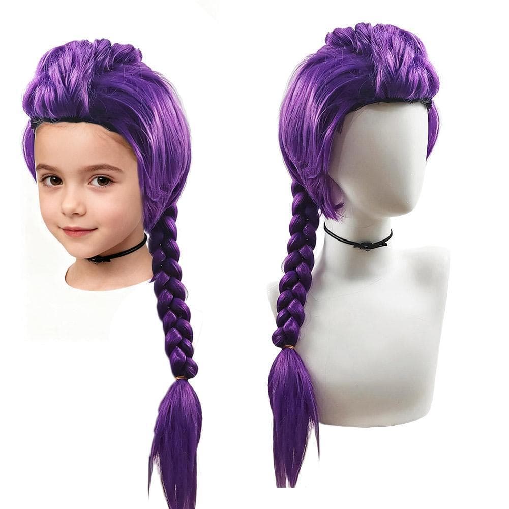 Peruca de Cosplay de Caçador de Demônios K-pop Anime, Peruca Longa Trançada Roxa, Versão Infantil Rumi Zoey Mira H3Z1