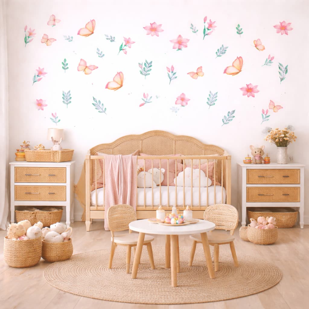 Adesivo de Parede p/ Quarto Infantil - Brinquedoteca - Escolas - Borboletas Aquarela - 150 pç