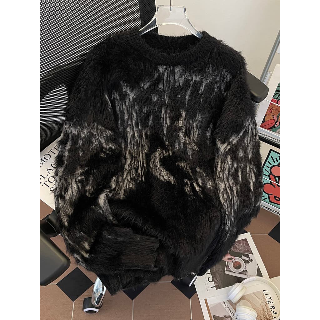 Retro Tie-Dye vison velo camisola das mulheres dos homens roupas de inverno High-End sentimento interior quente macio ce