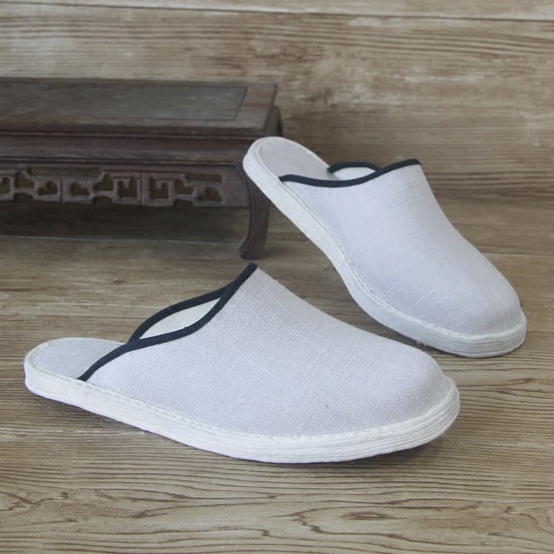 Sandálias masculinas respiráveis chinelos feitos à mão versão coreana Melaleuca fundo casa interior Casual branco dedo d