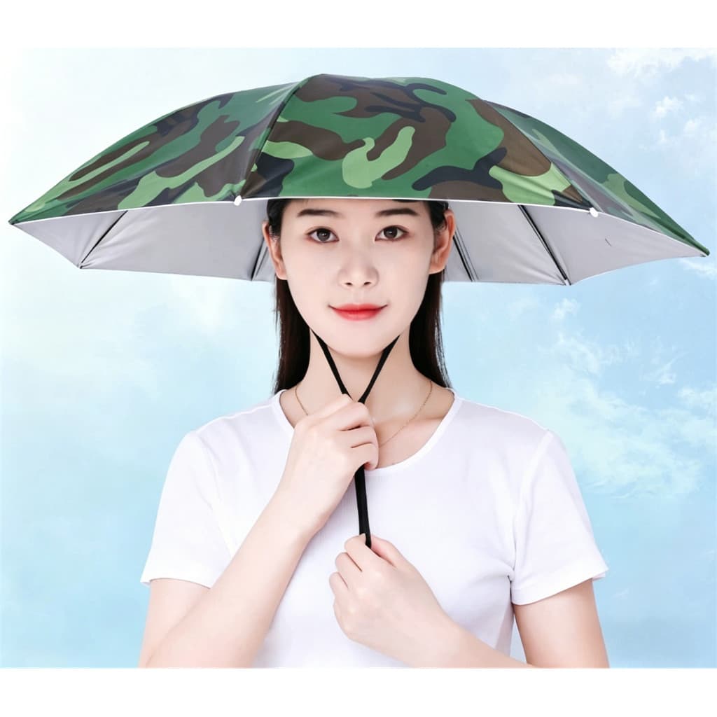 Cabeça guarda-chuva de pesca guarda-chuva bandana com capuz camuflagem prata borracha chapéu guarda-chuva camuflagem U