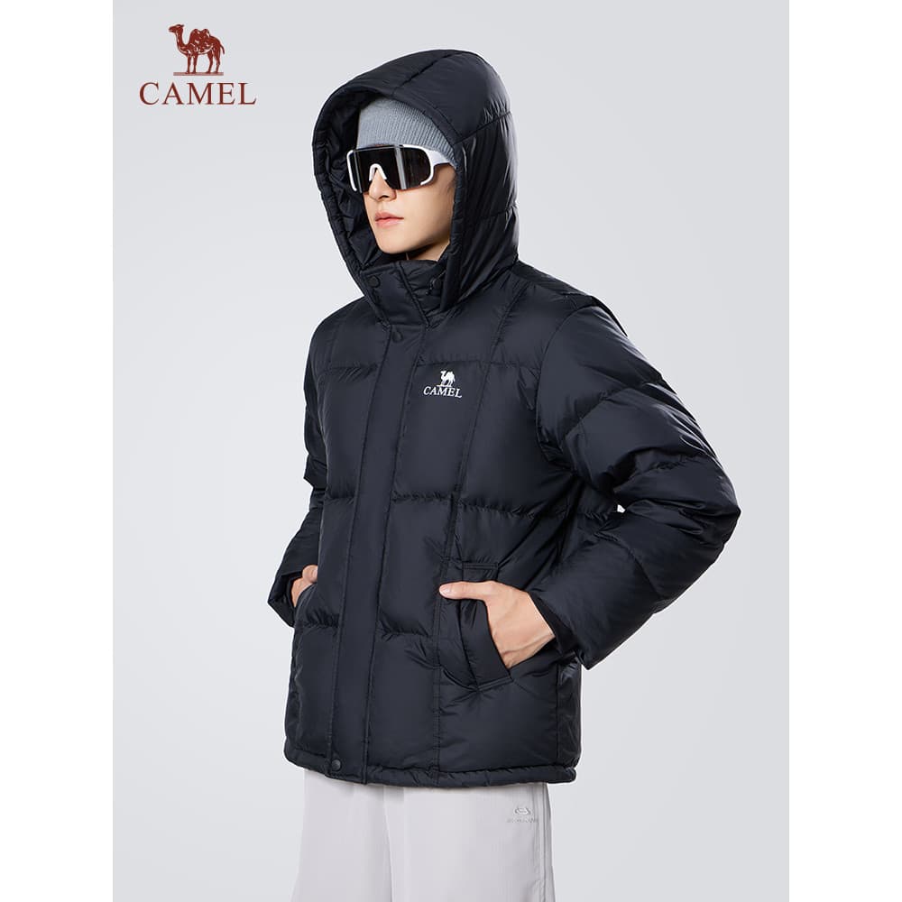 Camel Masculino Feminino Estilo Com Capuz Grosso Quente [Repelente de Água Antibacteriano] Casal Pão Jaqueta