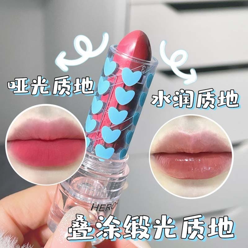 HERORANGE ~ Batom duplo fosco veludo batom de duas cores cor Nude brilho labial esmalte batom hidratante