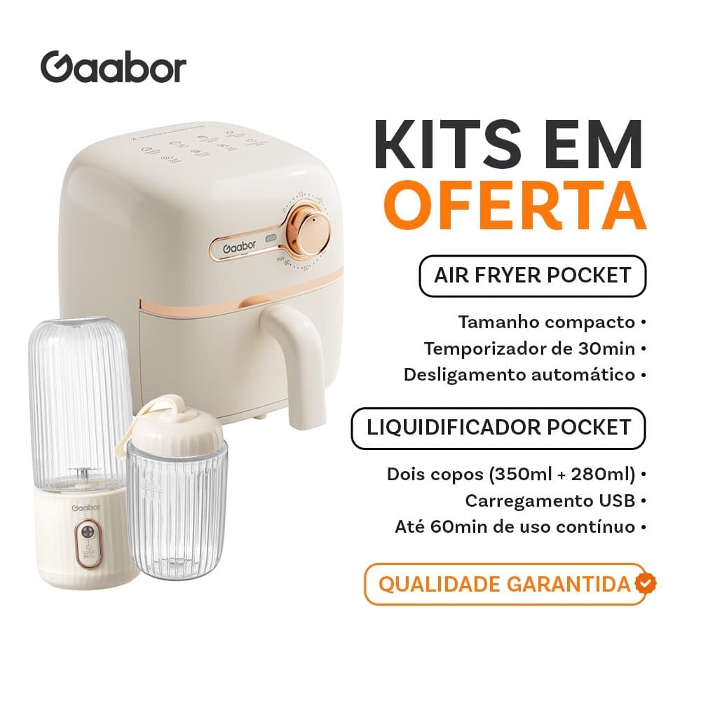 Gaabor Venda em Combo Air Fryer 1,4L AF20M com Espremedor Frutas Portatil USB 350ml 280ml FP03T