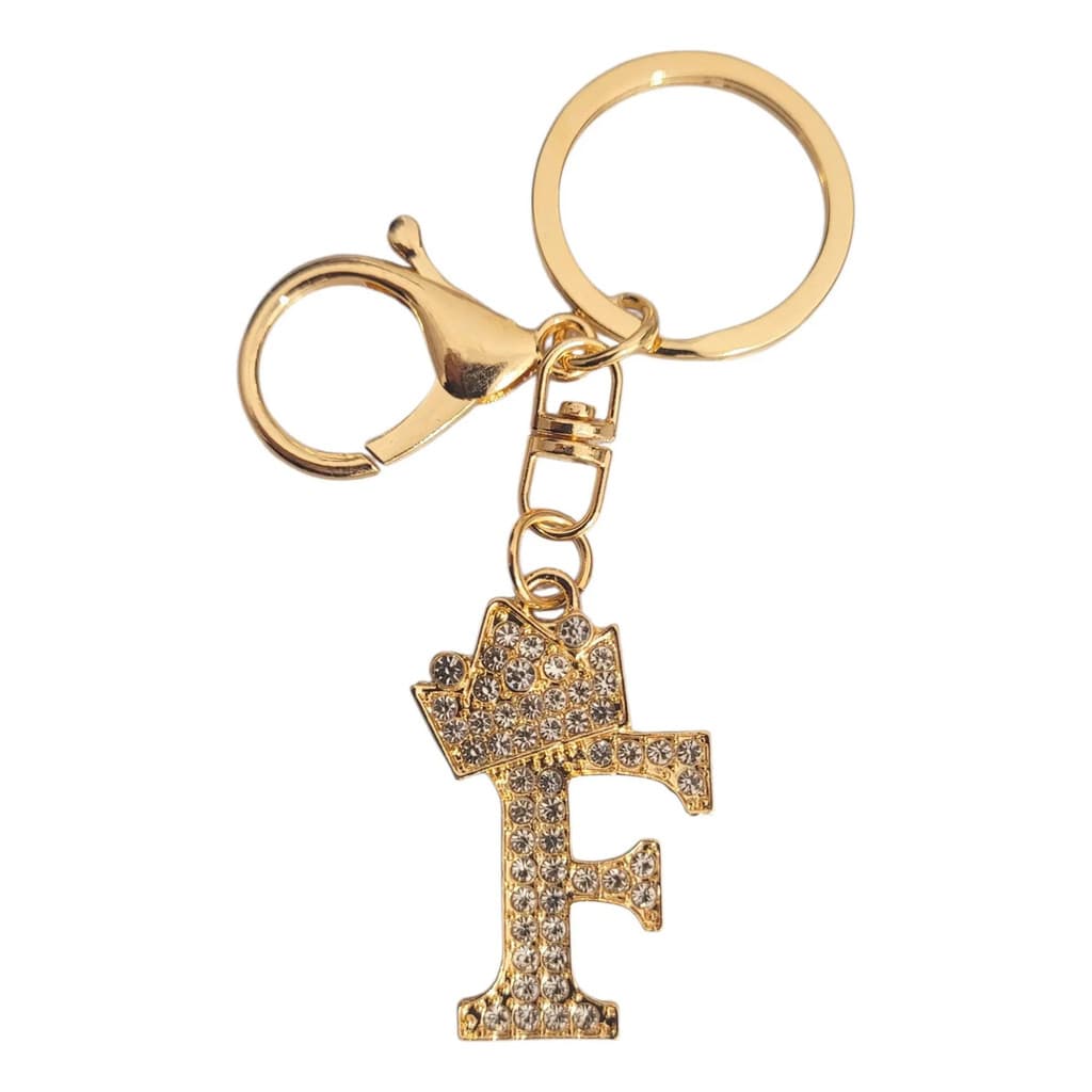 Chaveiro Letras Inicial Nome Dourado Metal Strass Luxo