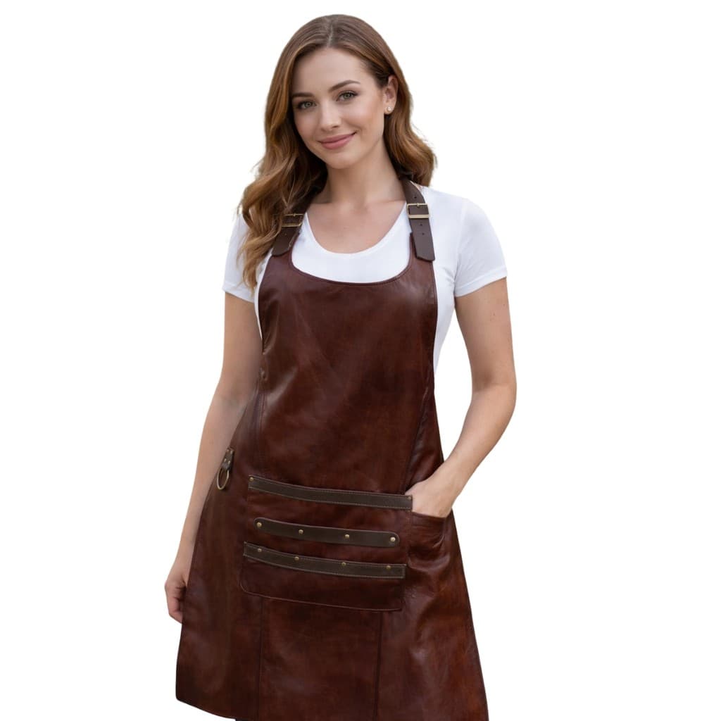 Avental Feminino Couro Churrasco Cozinheiro Salão de Beleza Super Estiloso em Oferta