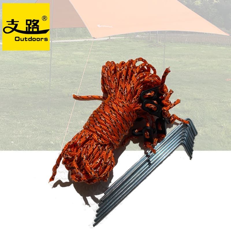 Tenda de acampamento ao ar livre corda dossel corda à prova de vento prego à terra 2m longo resistente ao vento ferro fi
