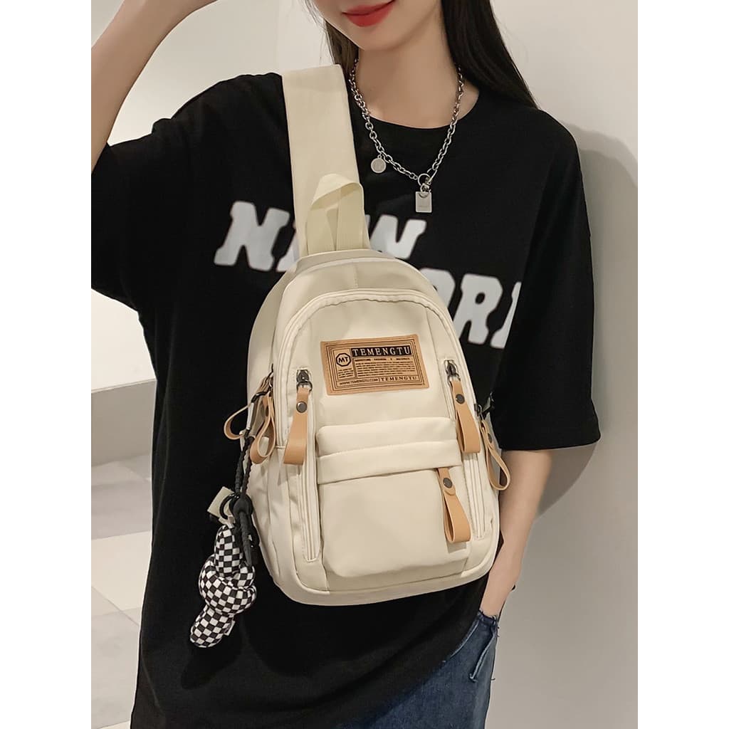 Street Wear ins saco de peito feminino ferramentas funcional Casual lona mochila de viagem masculino estudante grande ca